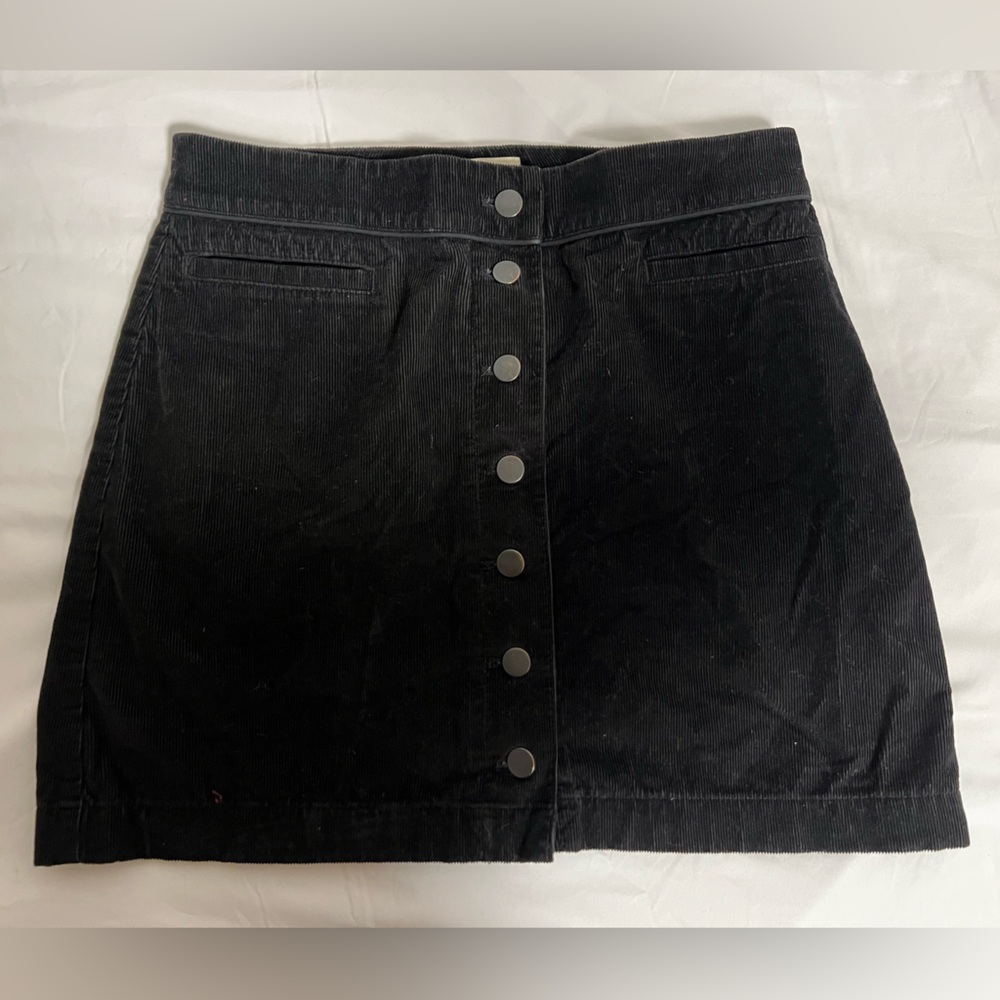 Wilfred Free Aritzia Black Corduroy Mini Skirt with Buttons